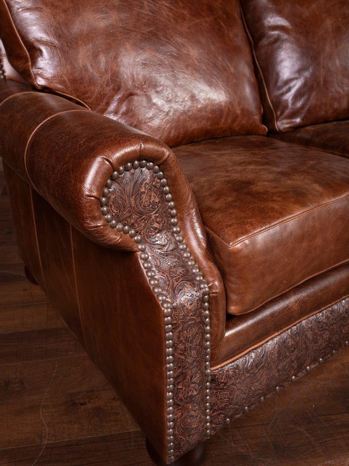 brown leather sofa arm