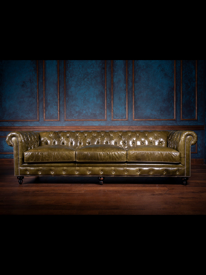 Classic Leather Tufted Chesterfield Sofa