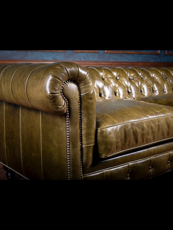 Classic Leather Tufted Chesterfield Sofa