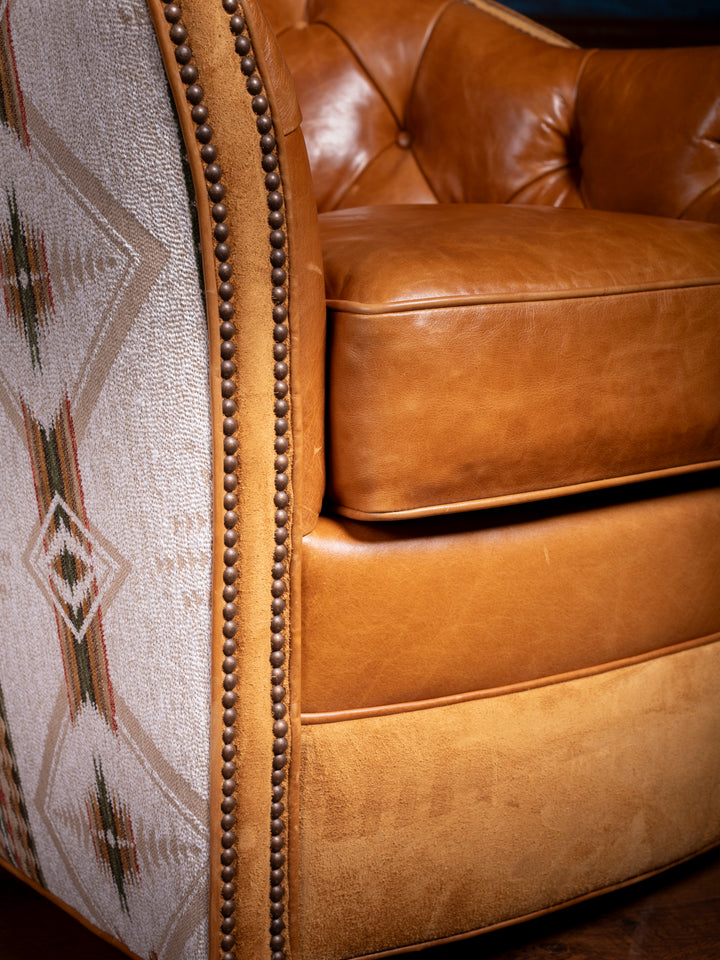 Tufted Desert Leather Swivel Chair