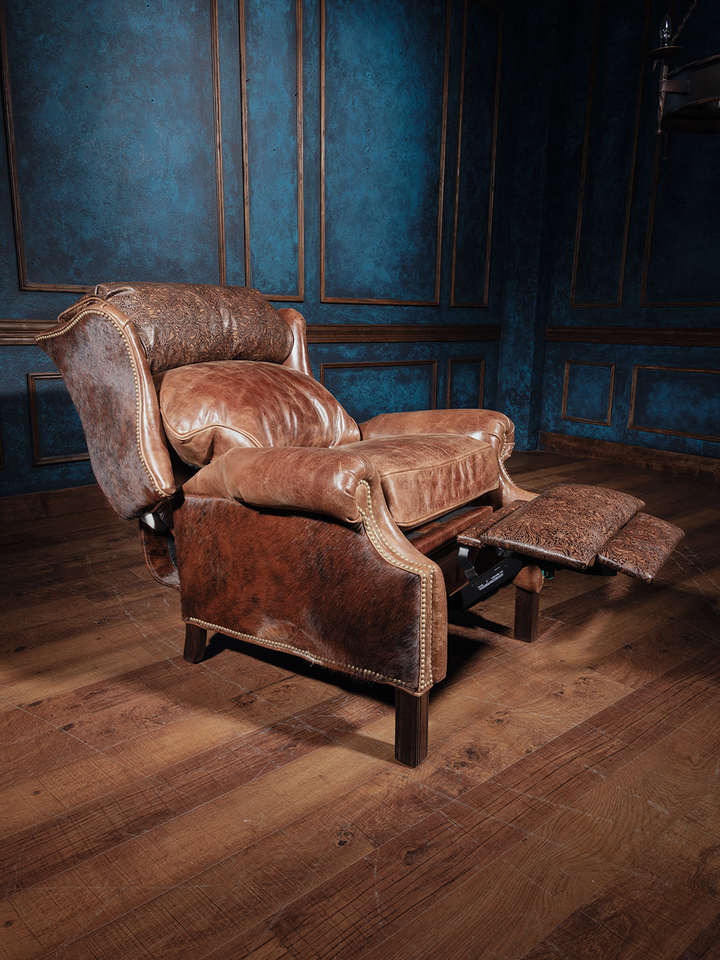 Old Western Brown Leather Recliner