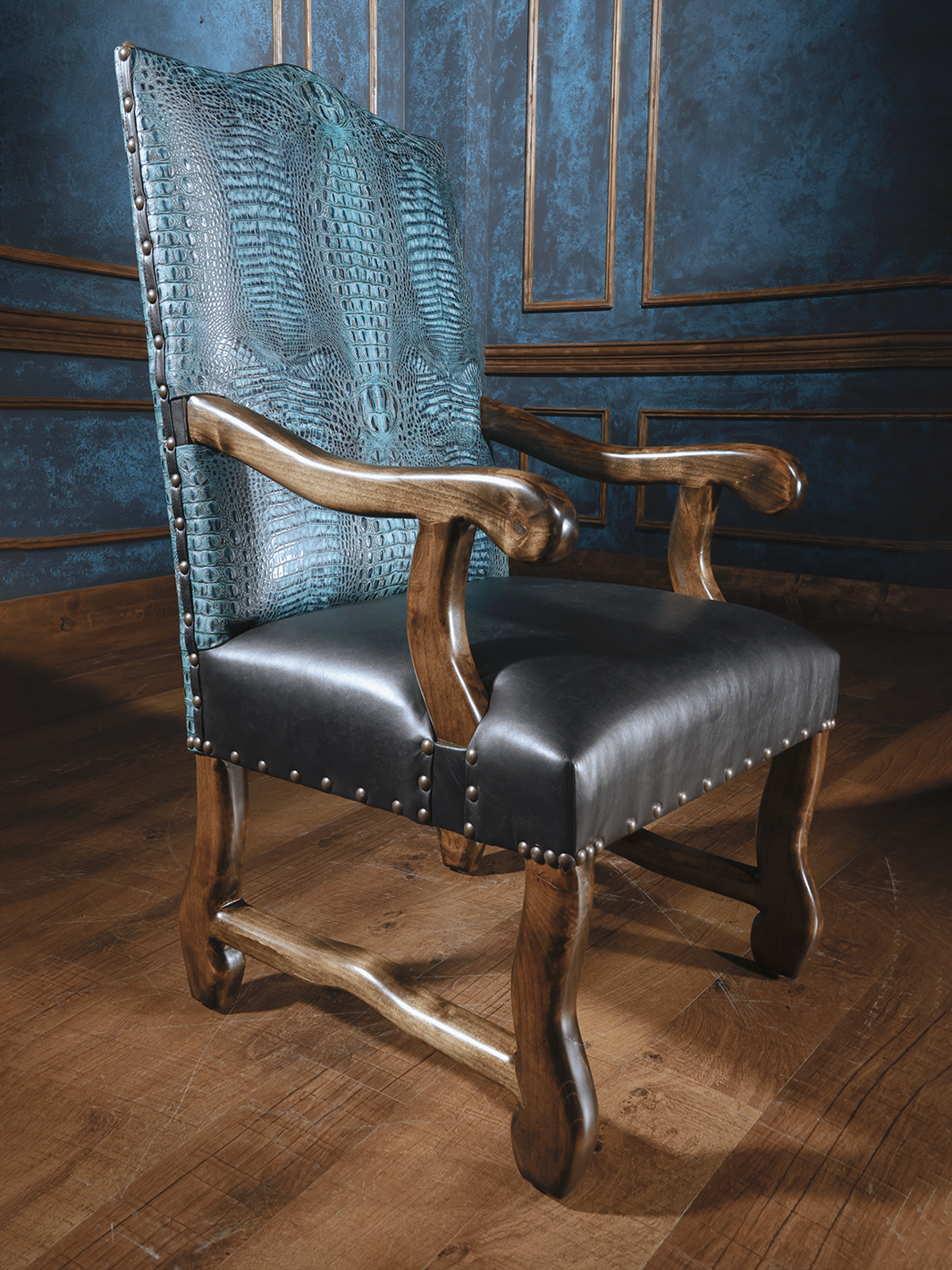 Royal Blue Leather Dining Chair