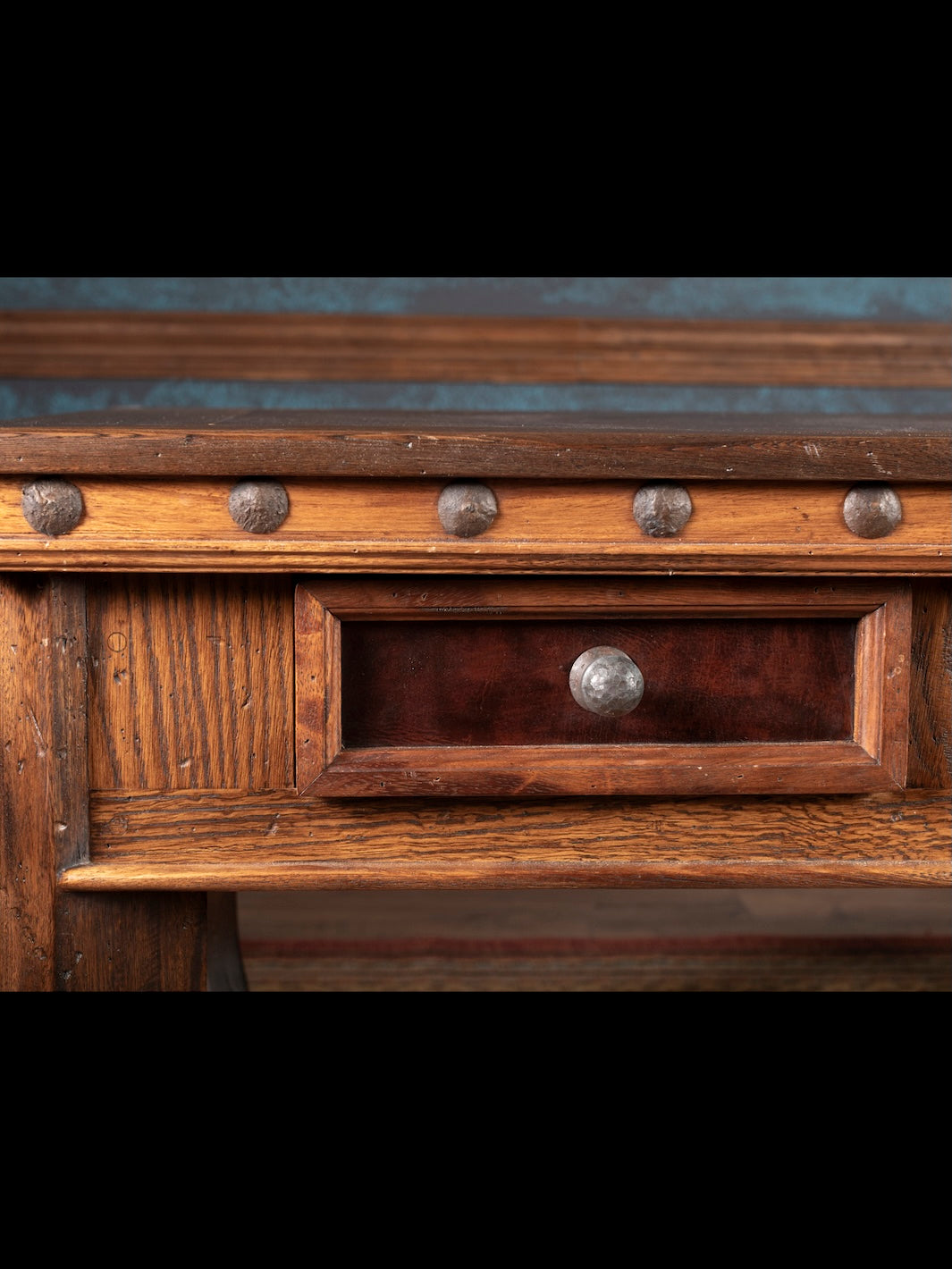 Western Pioneer Leather Inlay Desk