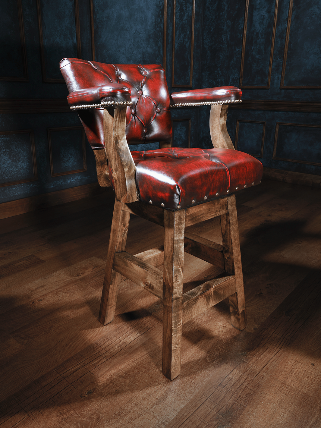 Tufted leather counter stool deals