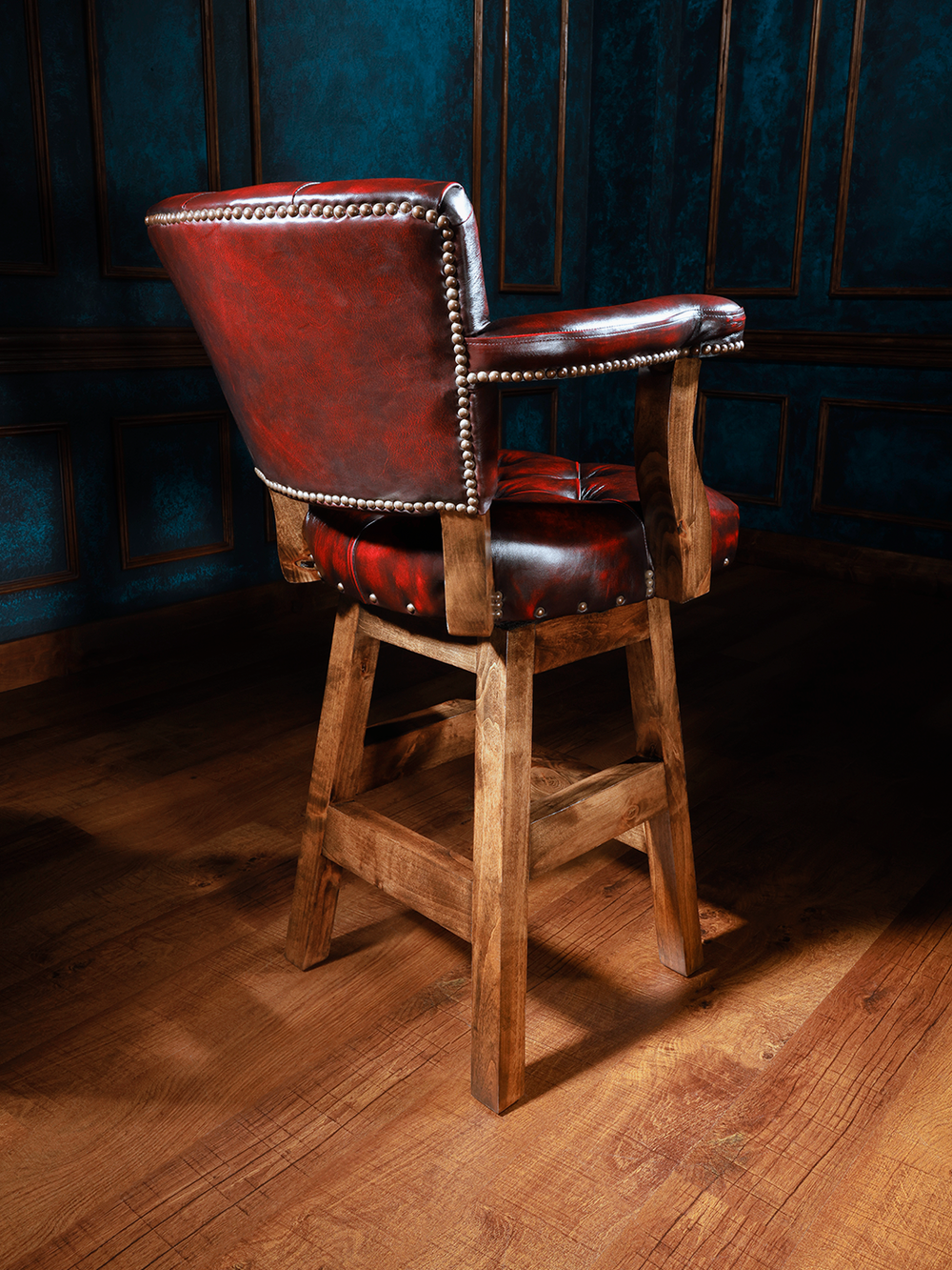 red leather western bar stool