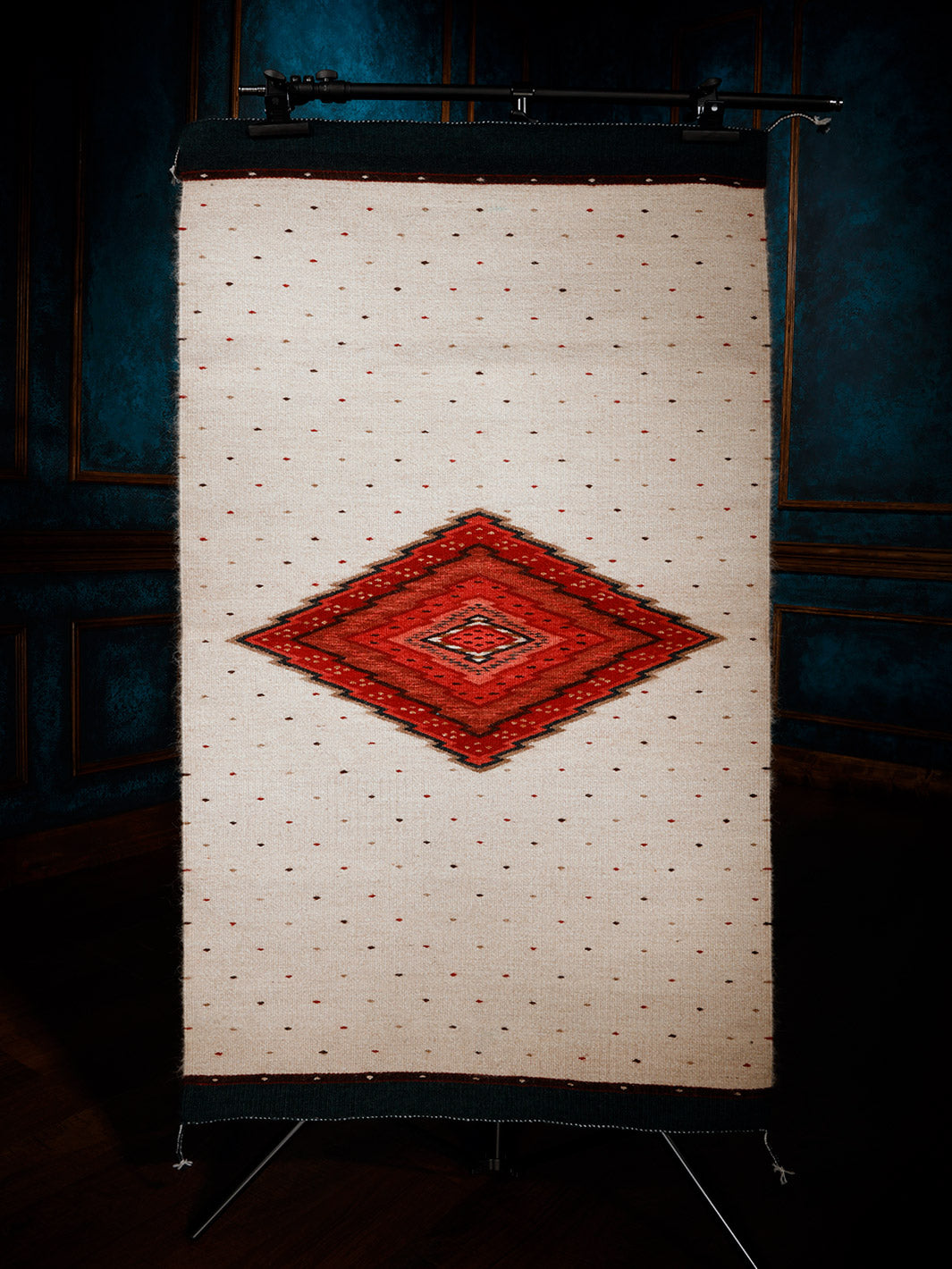 red and white hand woven western rug