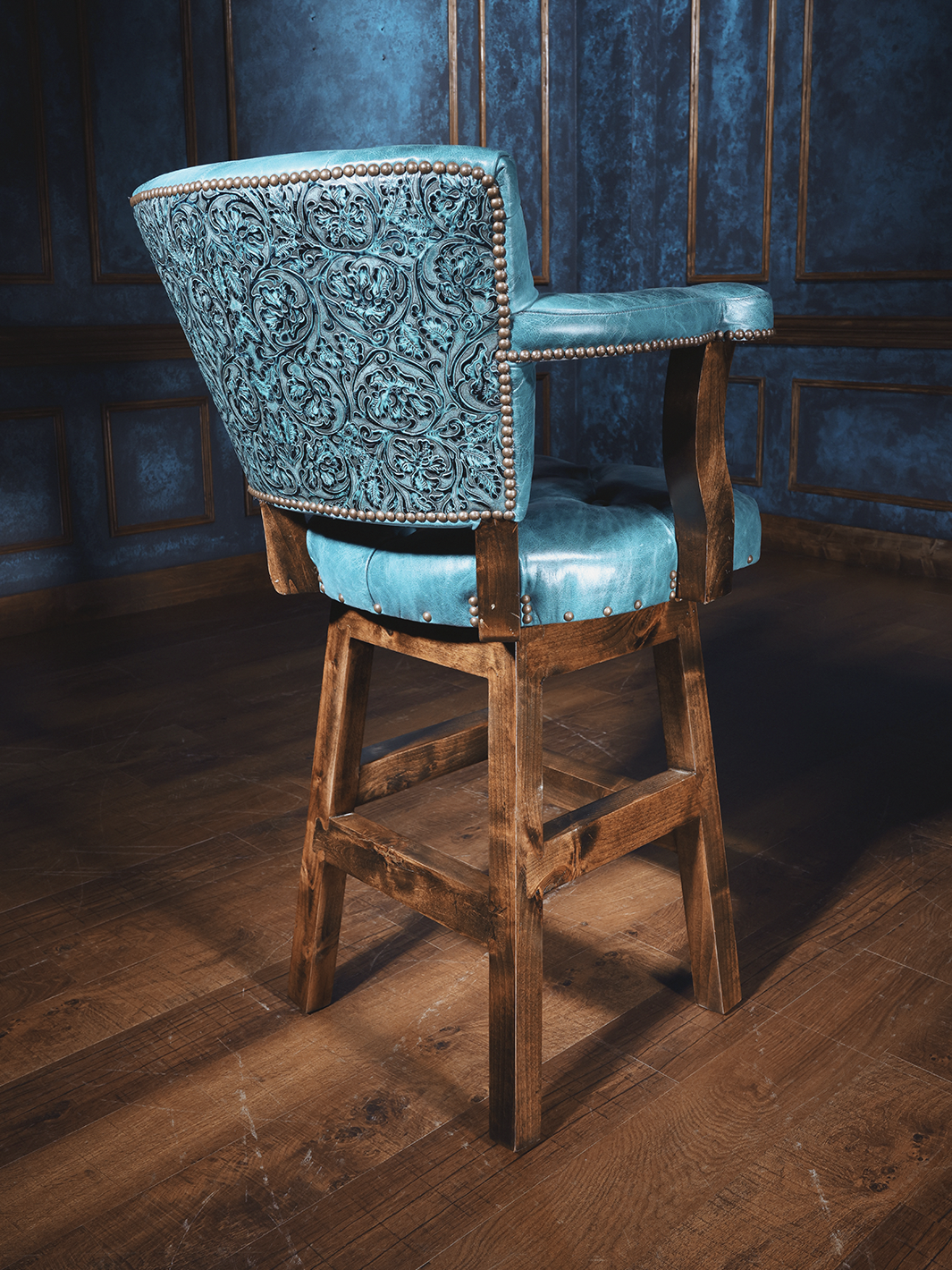 blue western bar stool
