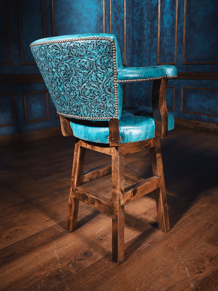 blue western bar stool