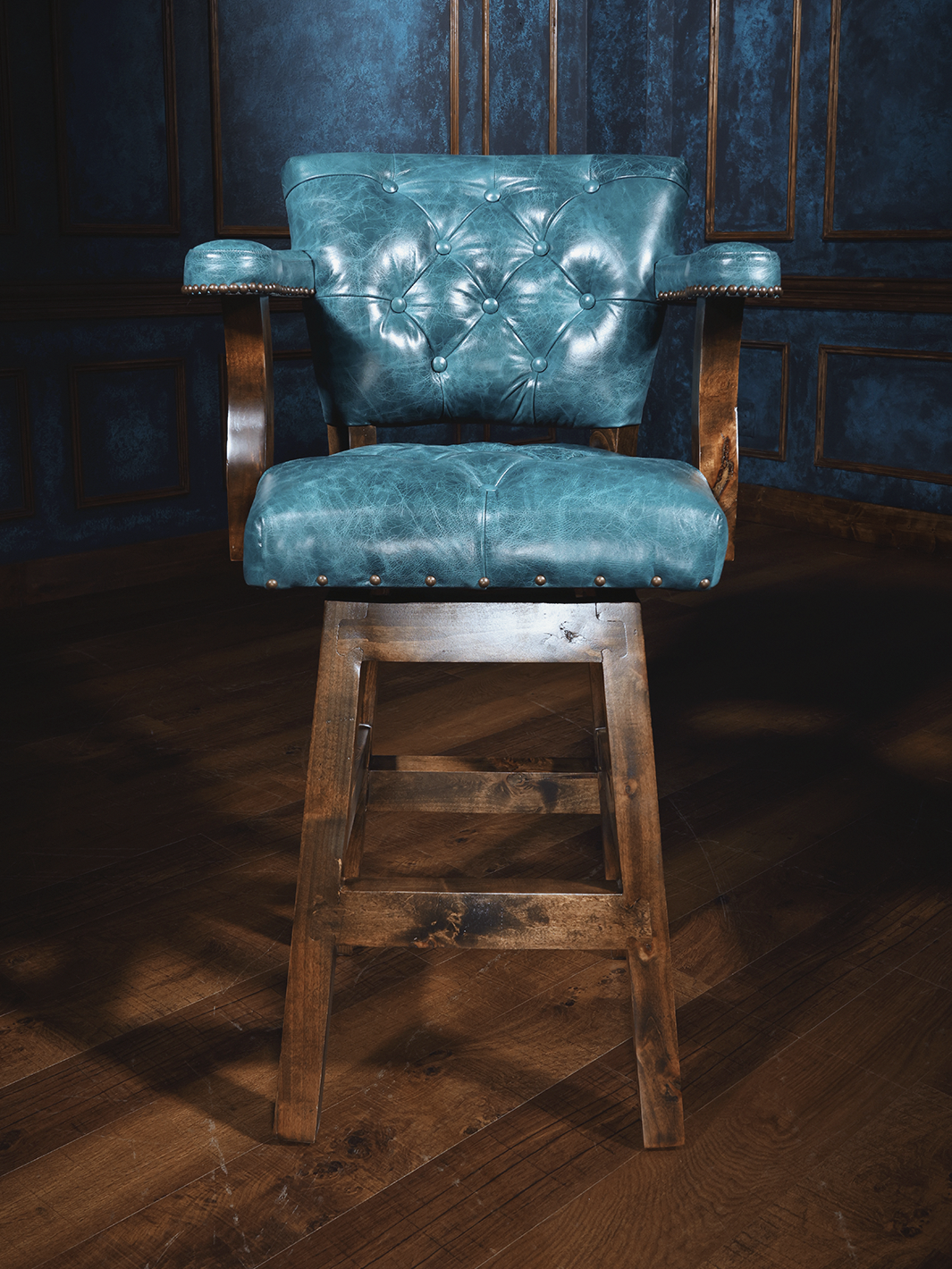 Leather blue bar online stools