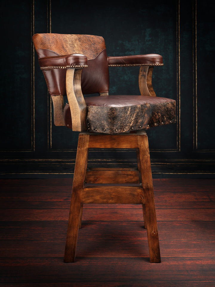 western cowhide leather bar stool