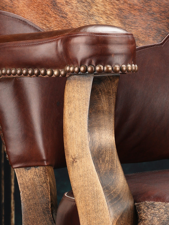 western leather and cowhide barstool