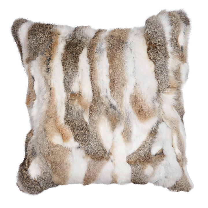 Brown Patch Rabbit Fur Pillow