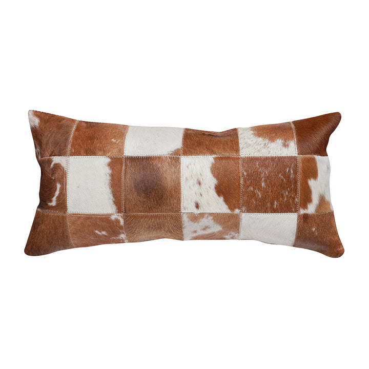 Brown & White Cloudy Patch Cowhide Pillow