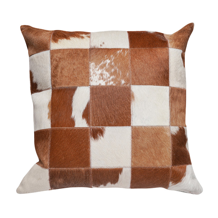 Brown & White Cloudy Patch Cowhide Pillow