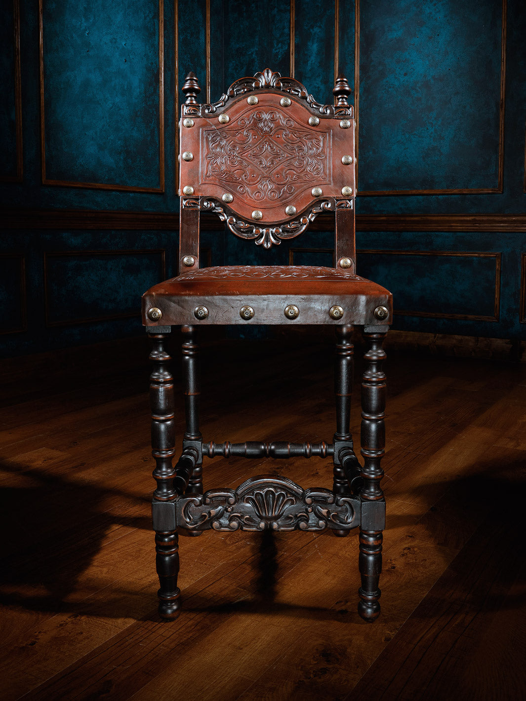classy western style leather bar stool