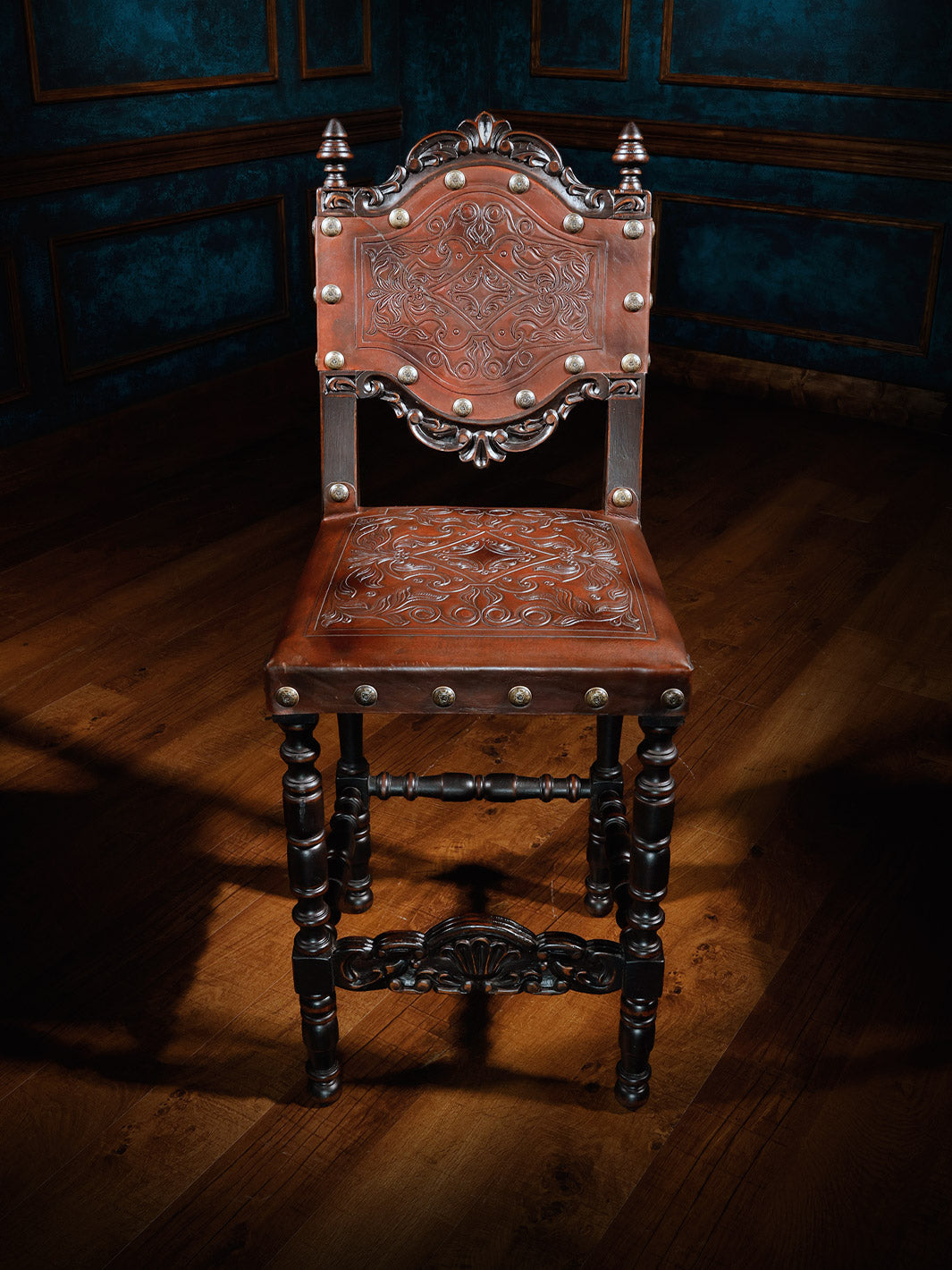 classy embossed leather western bar stool