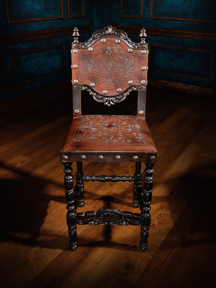 classy embossed leather western bar stool