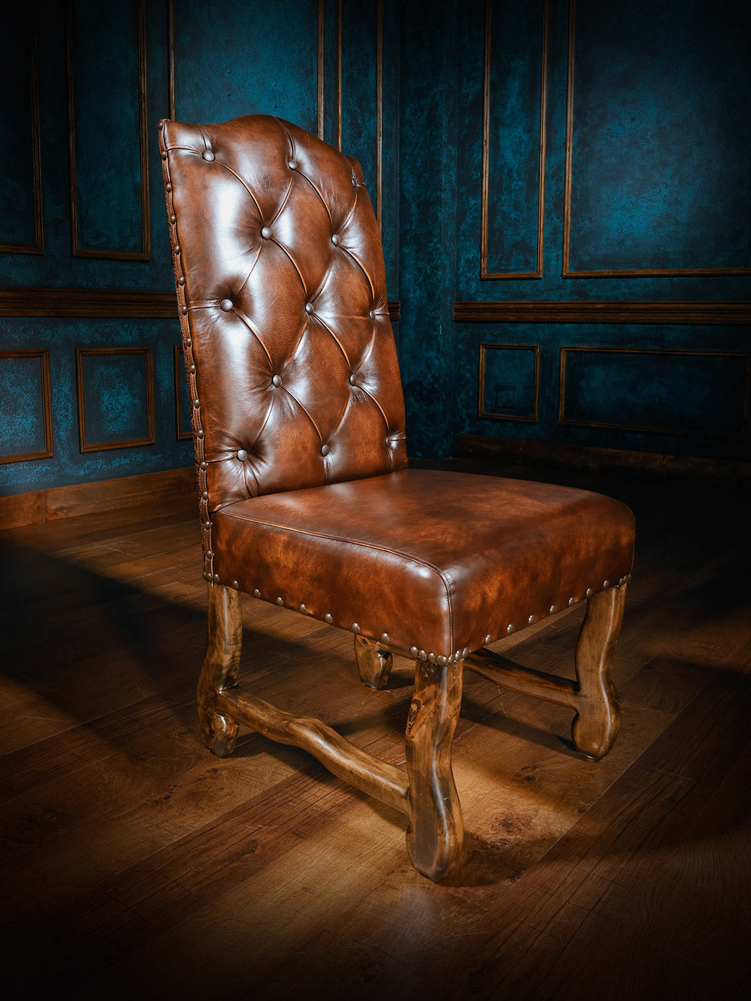 Chaps Leather & Croc Back Side Chair
