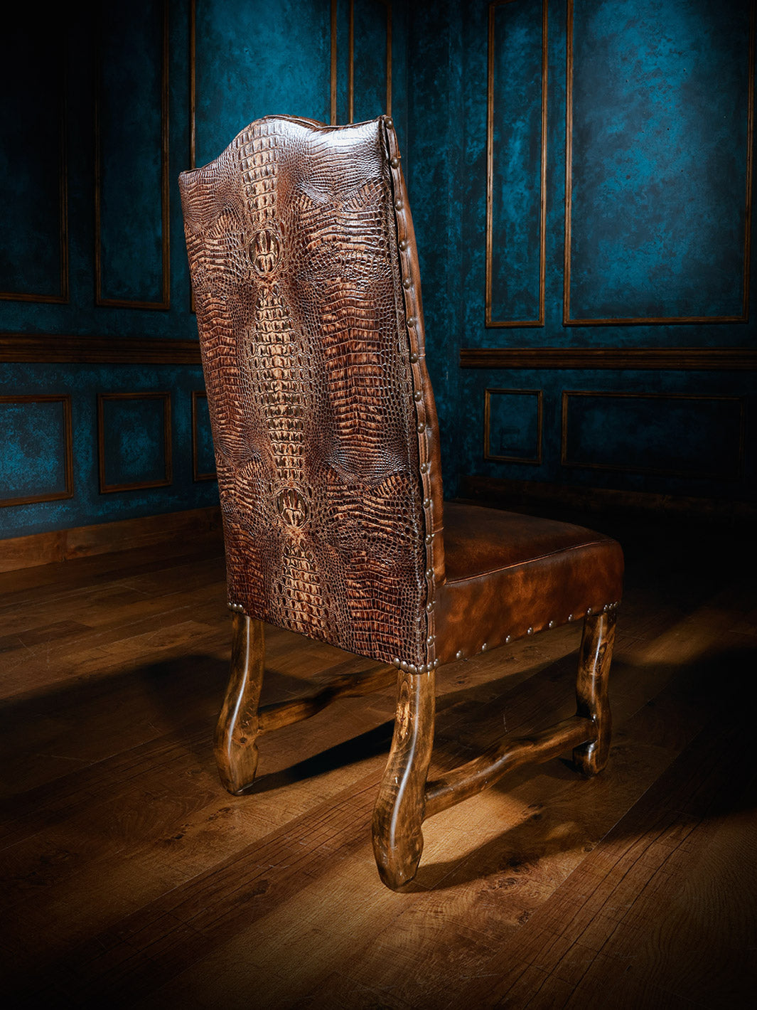 Chaps Leather & Croc Back Side Chair
