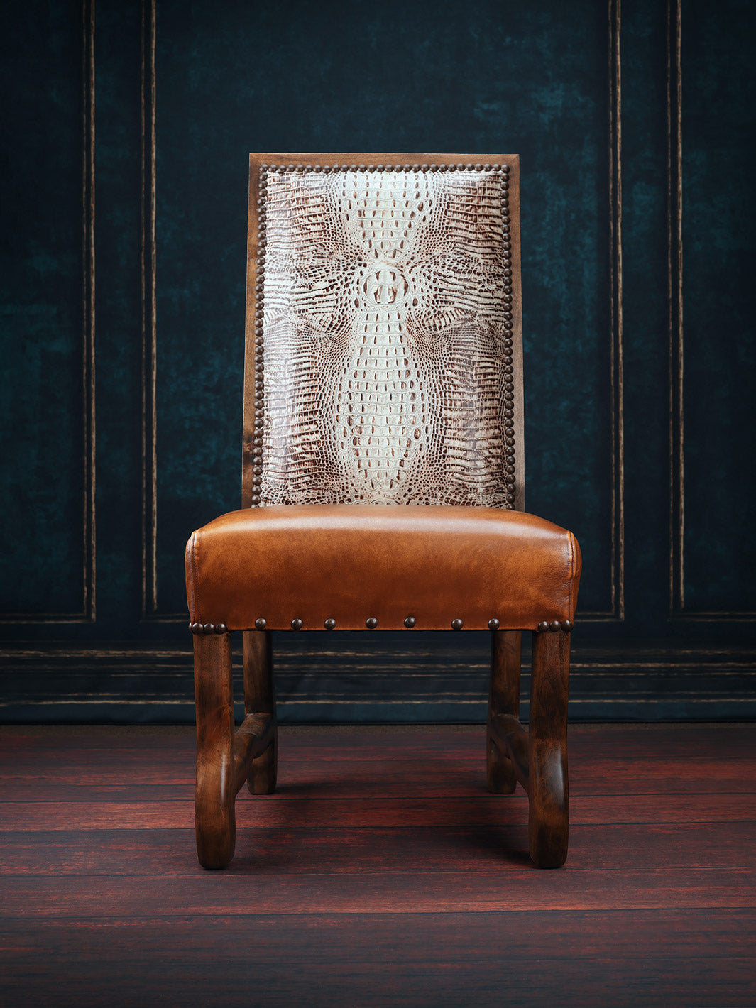 Delmonica Leather & Croc Side Chair