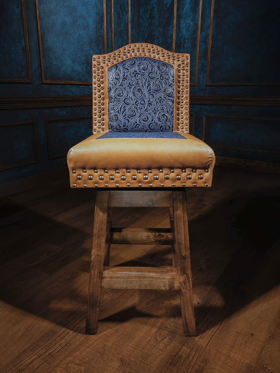 high end armless western barstool