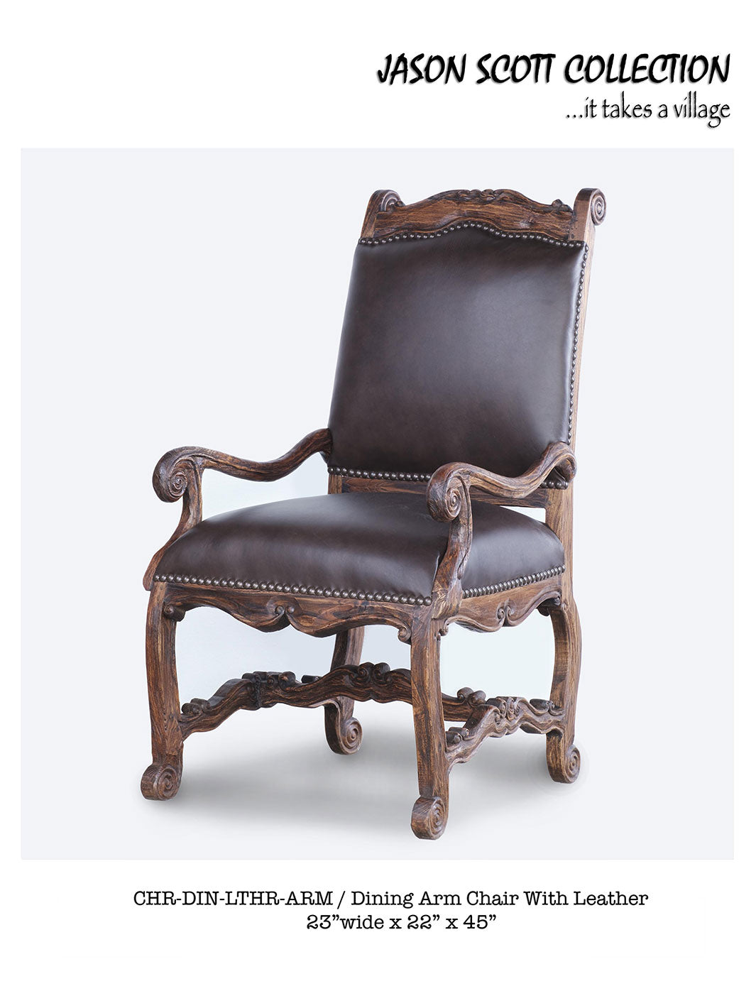 Jason Scott Dining Arm Chair with Leather