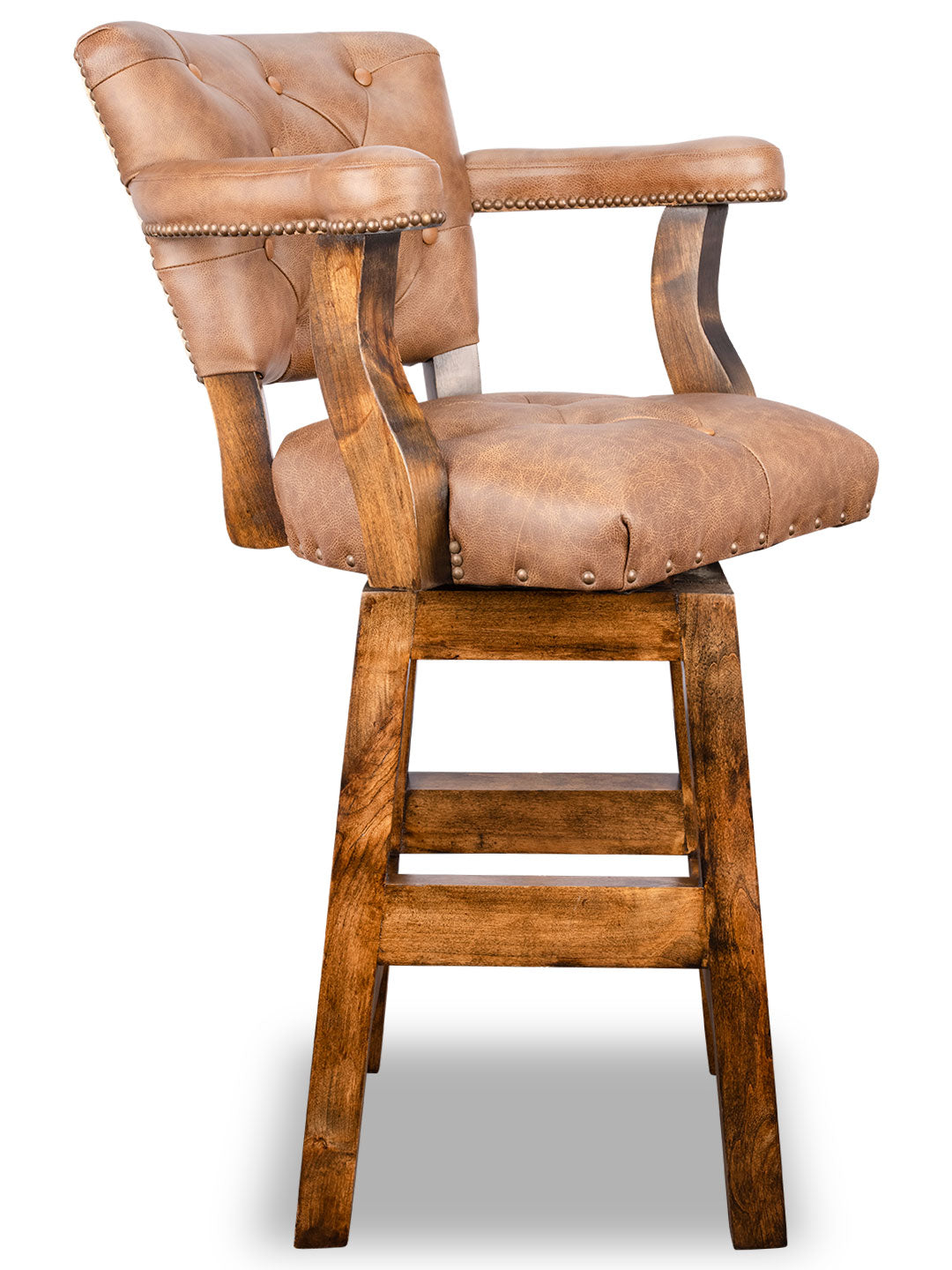 western leather barstool with cowhide