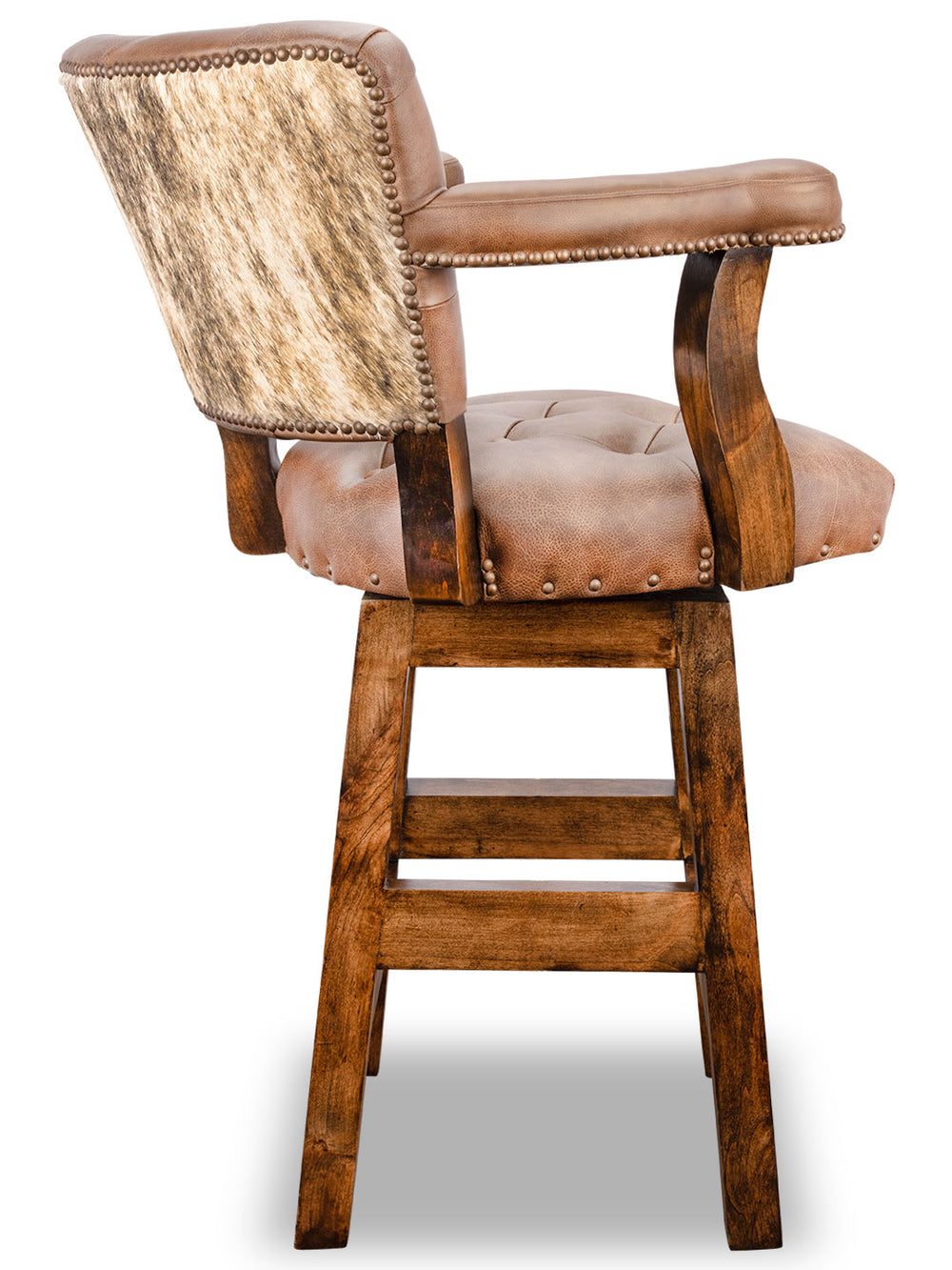 western cowhide and leather bar stool