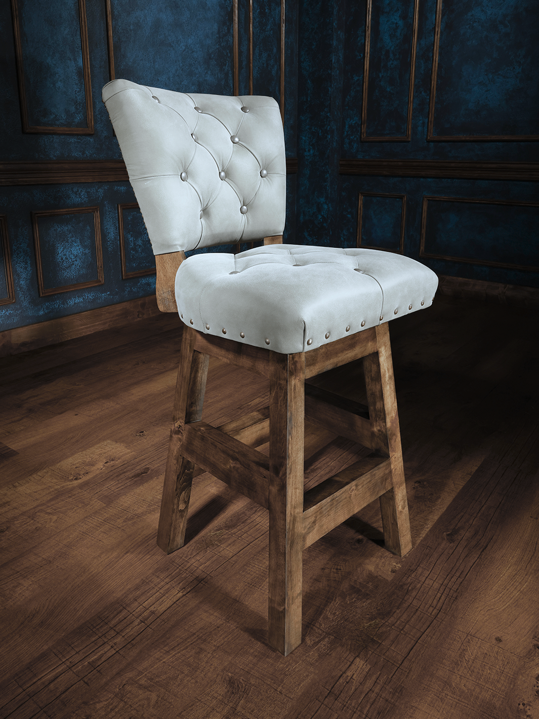 armless suede western bar stool