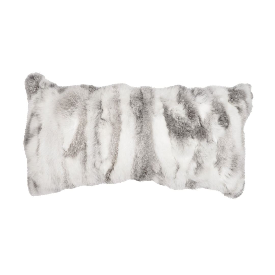 Grey Pieced Rabbit Fur Pillow