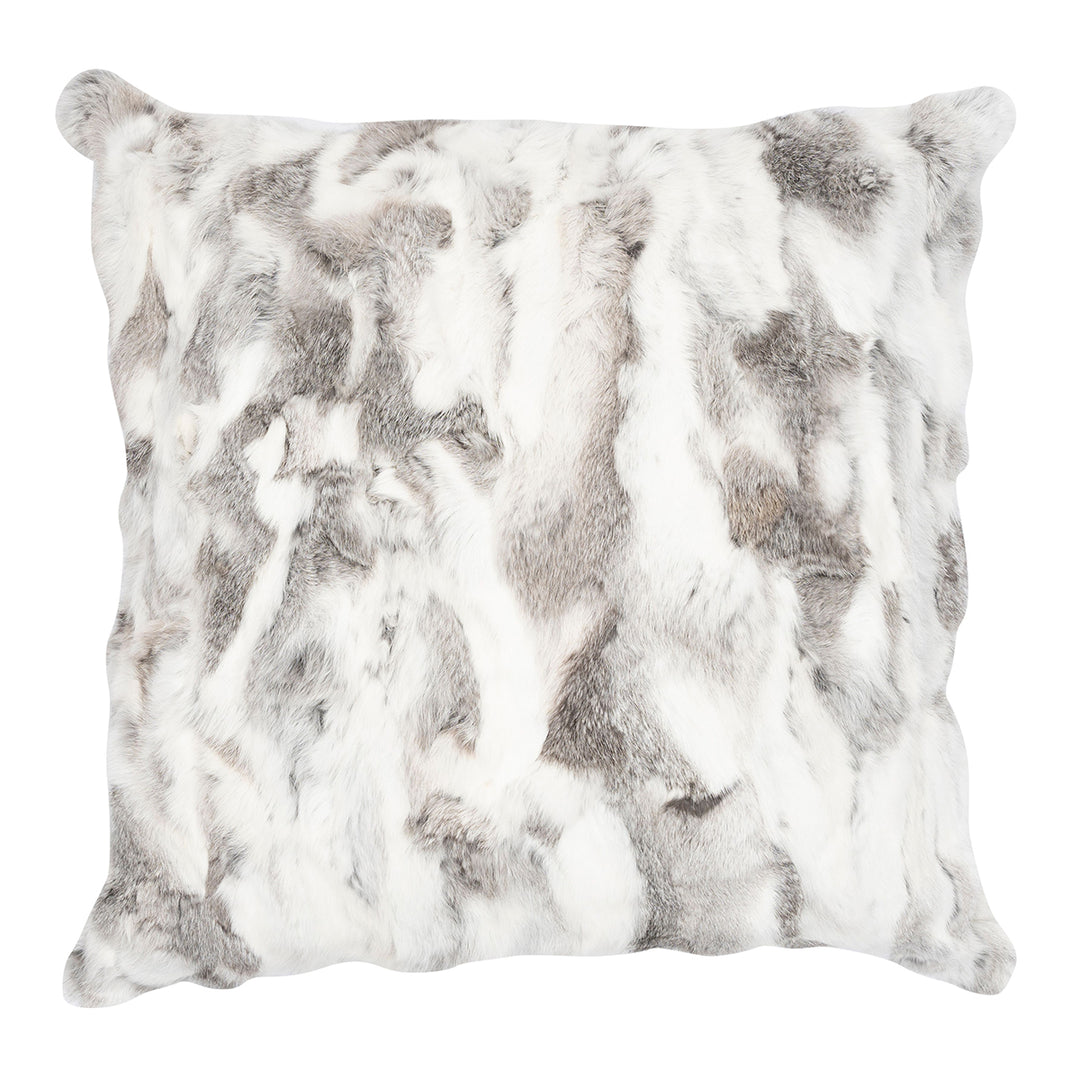 Grey Pieced Rabbit Fur Pillow