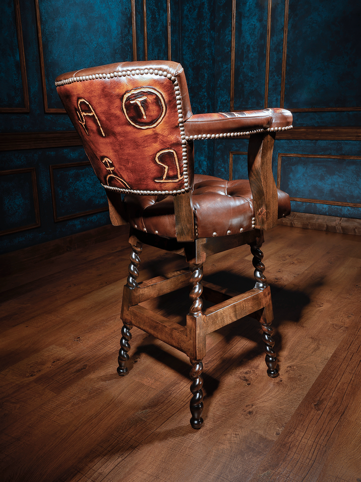 top quality western leather barstool with cow brands