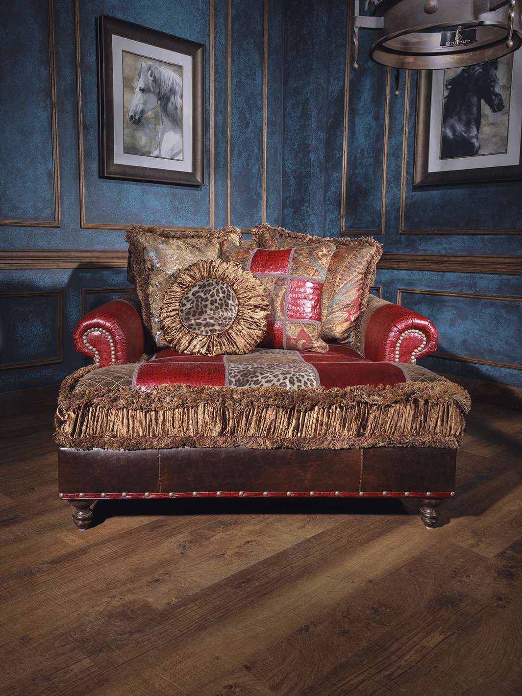 Exotic Tropical Fabric Patch Chaise Lounge