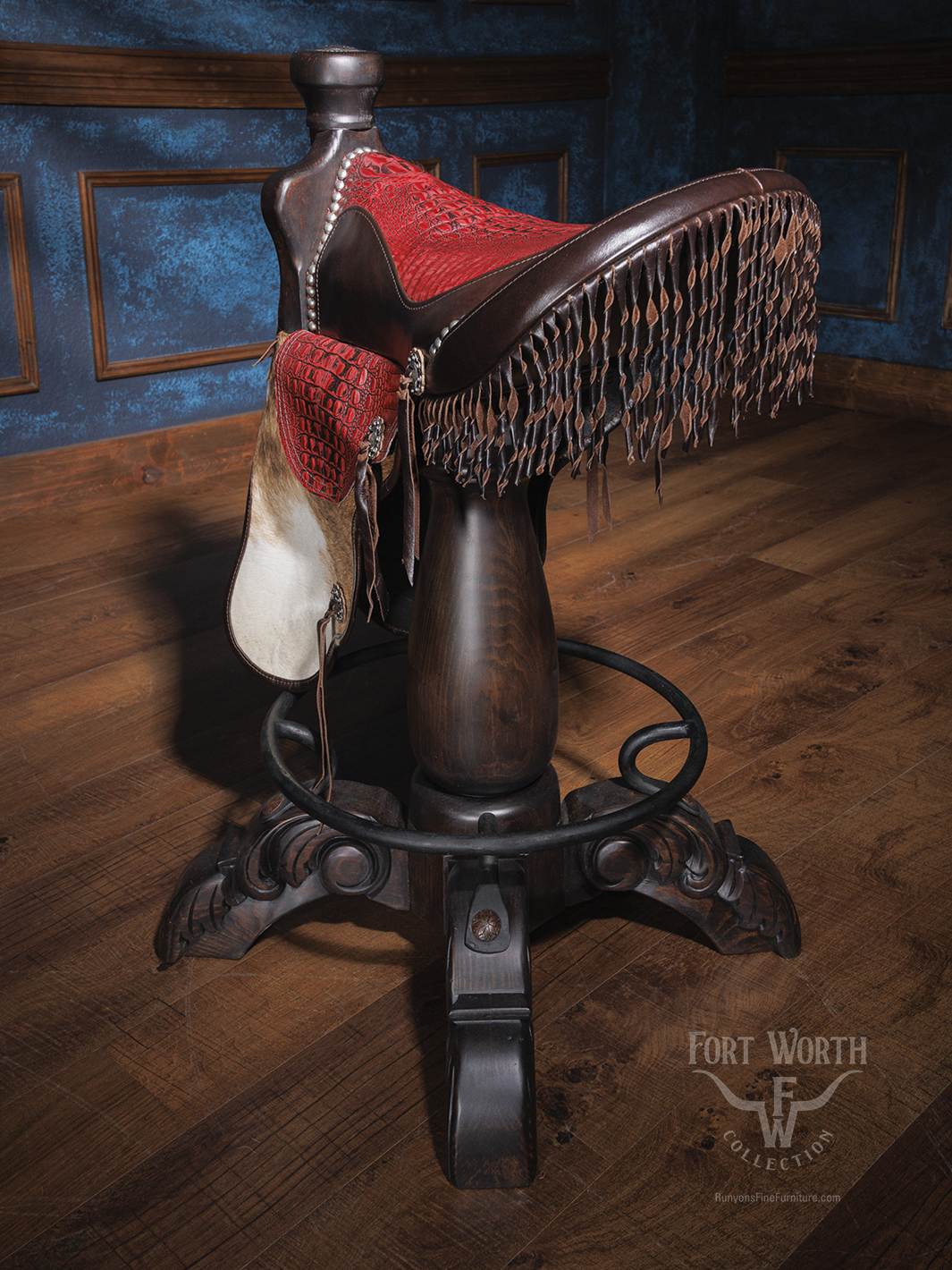 Blazing Red Saddle Bar Stool
