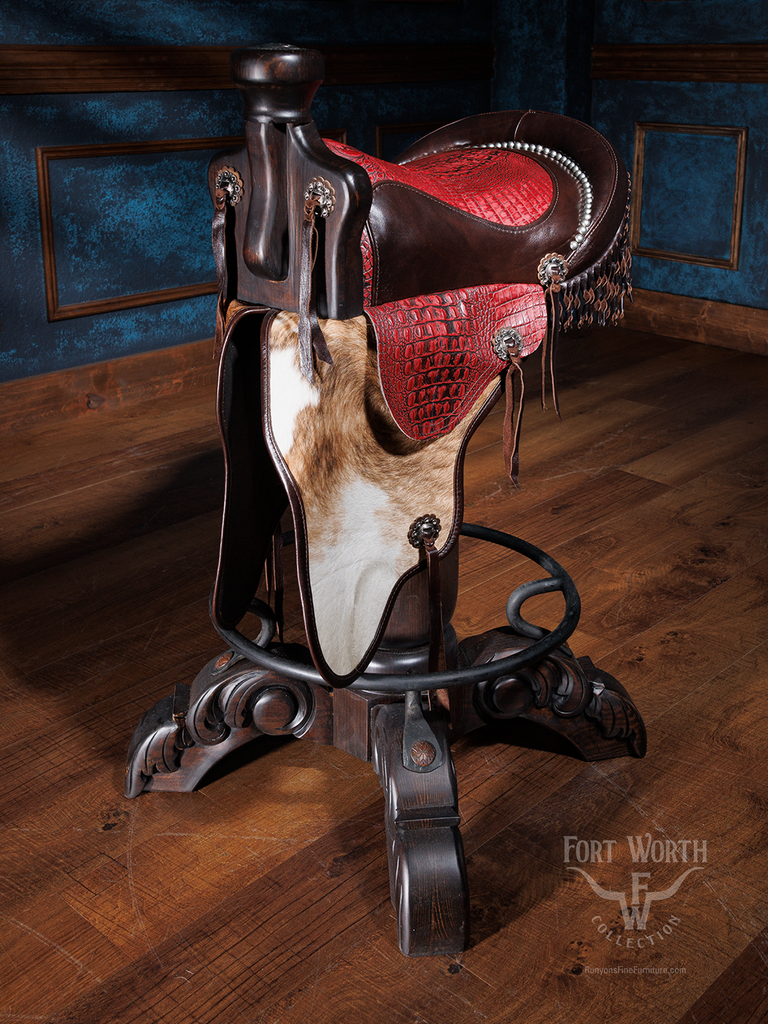 Blazing Red Leather Saddle Bar Stool – Runyon's Fine Furniture