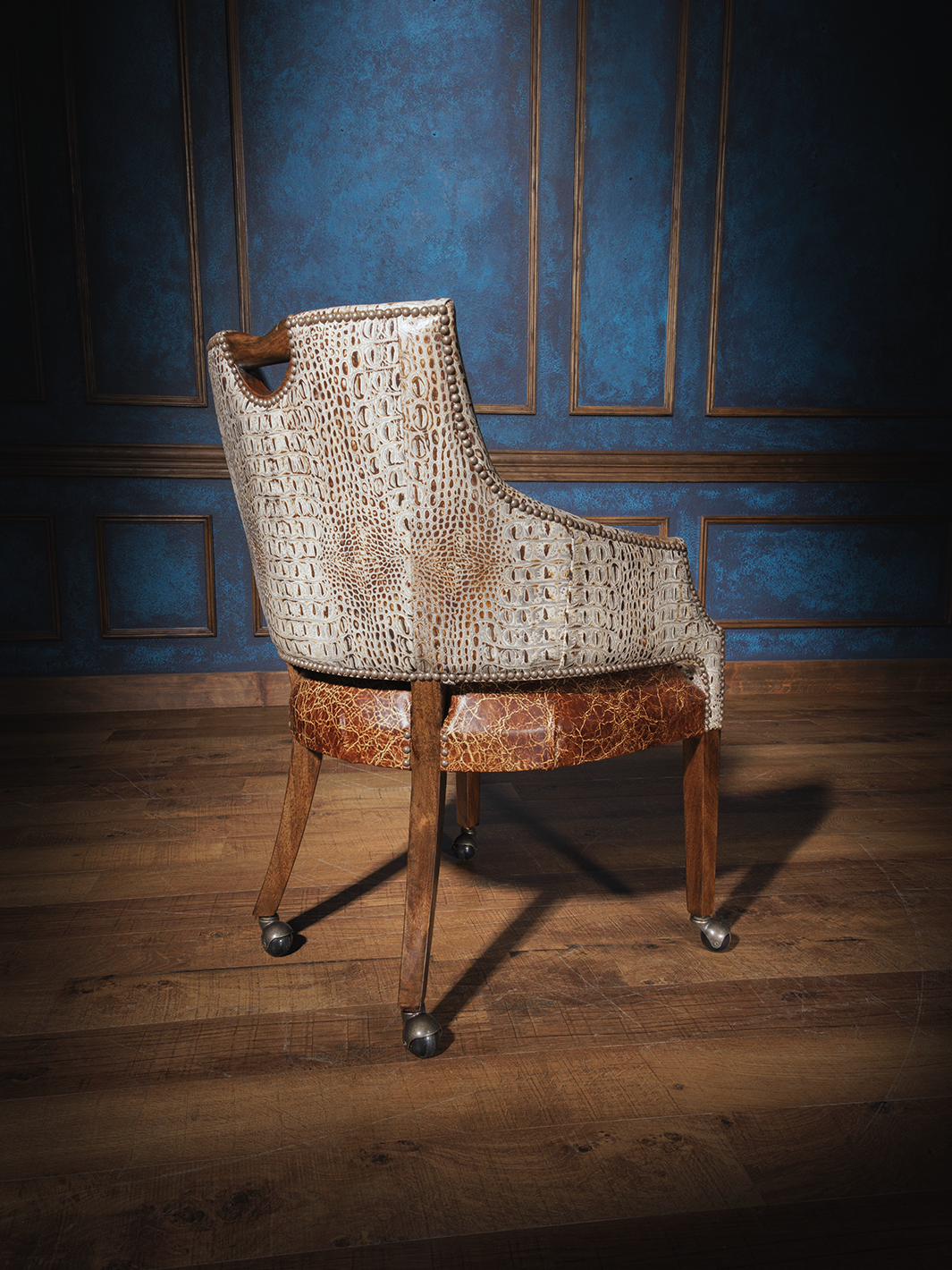 Aged Gator Leather Game Chair