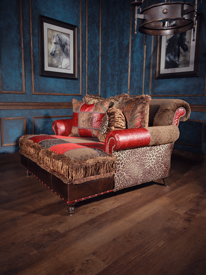 Exotic Tropical Fabric Patch Chaise Lounge
