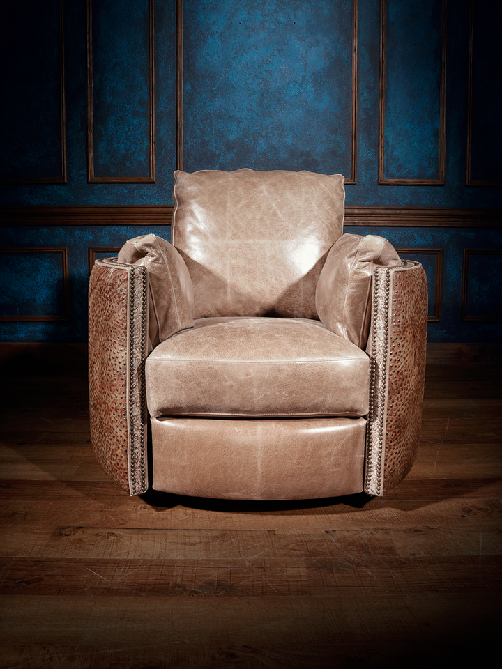 Exotic Ostrich Leather Snug Swivel Recliner