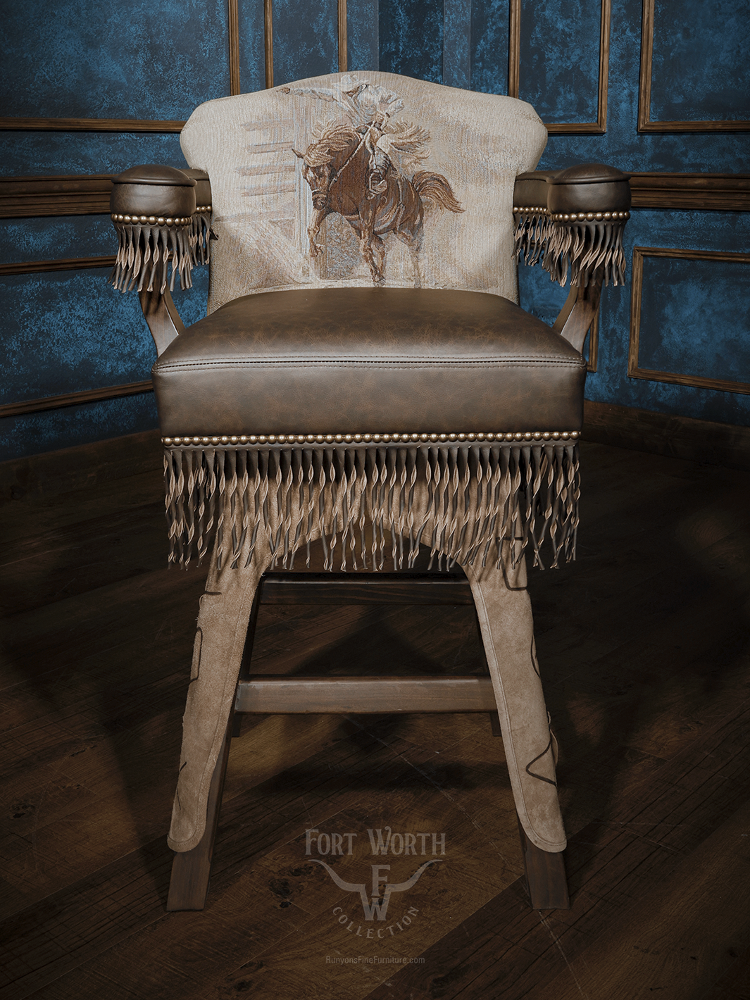 western bar stool with cowboy