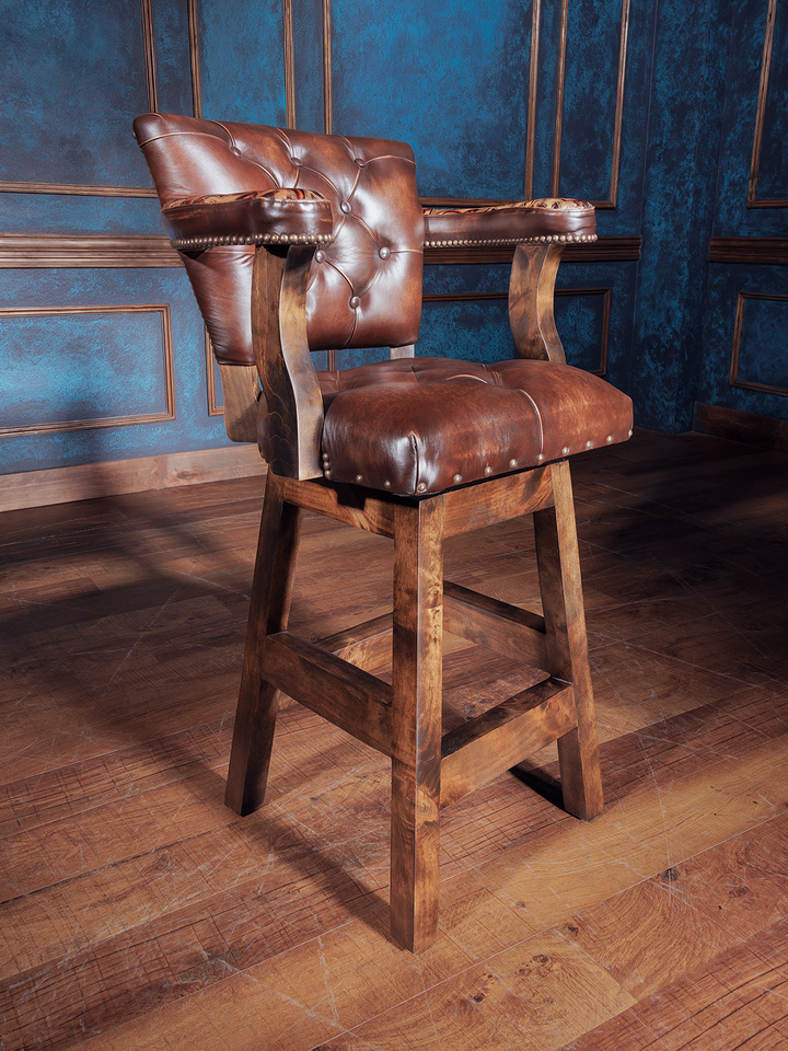 Western Brown Leather Chisum Bar Stool