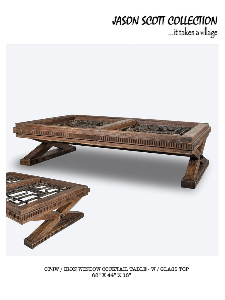 Jason Scott Iron Window Cocktail Table with Glass Top – Runyon's
