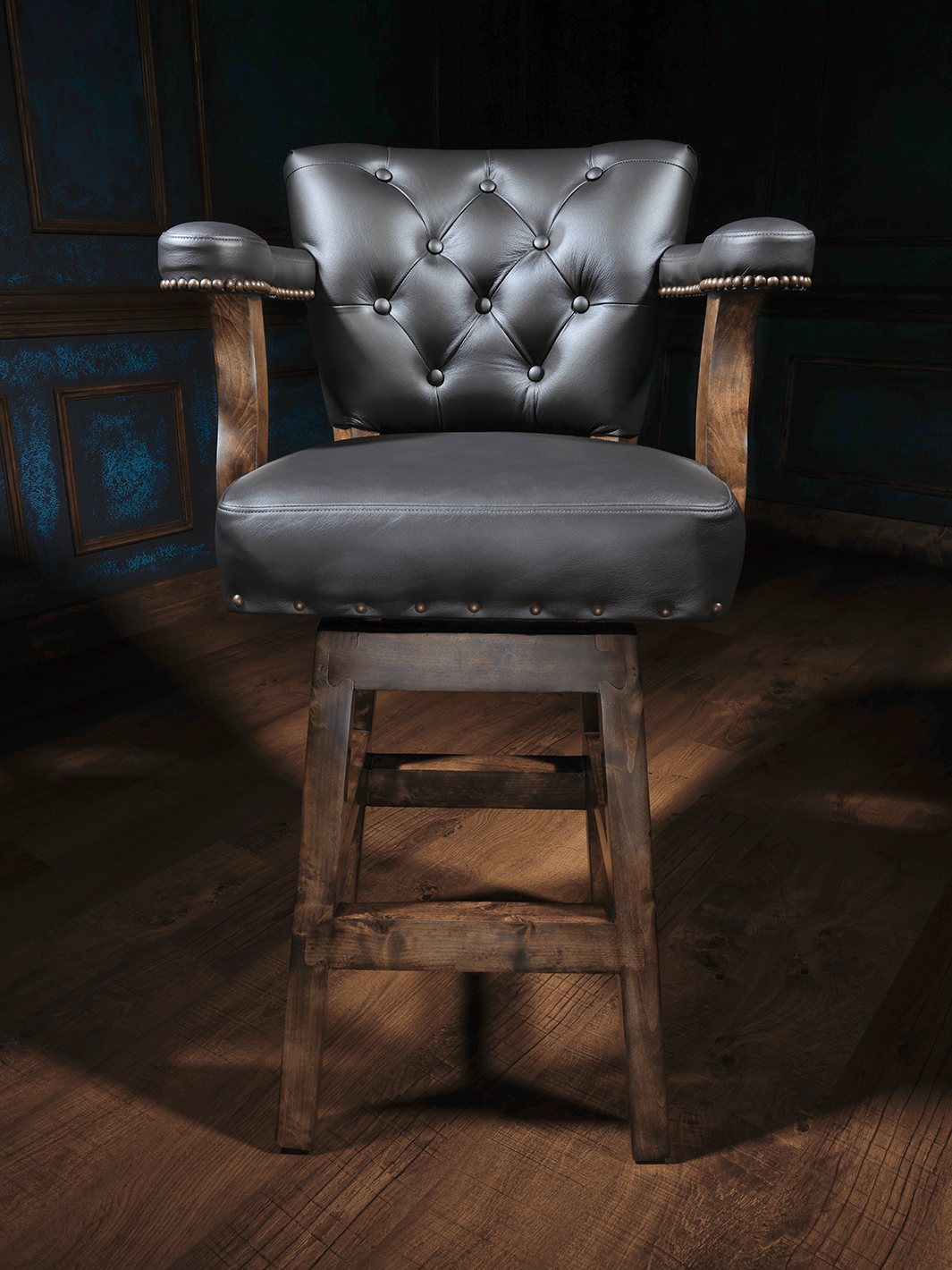 black western leather and cowhide bar stool