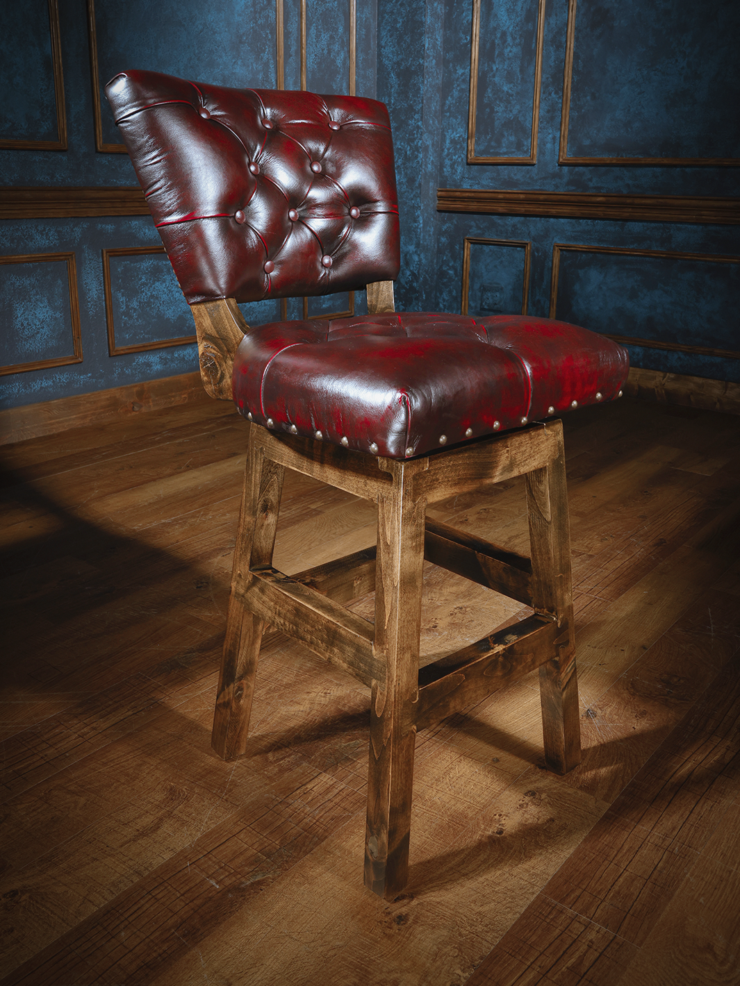 red armless western bar stool
