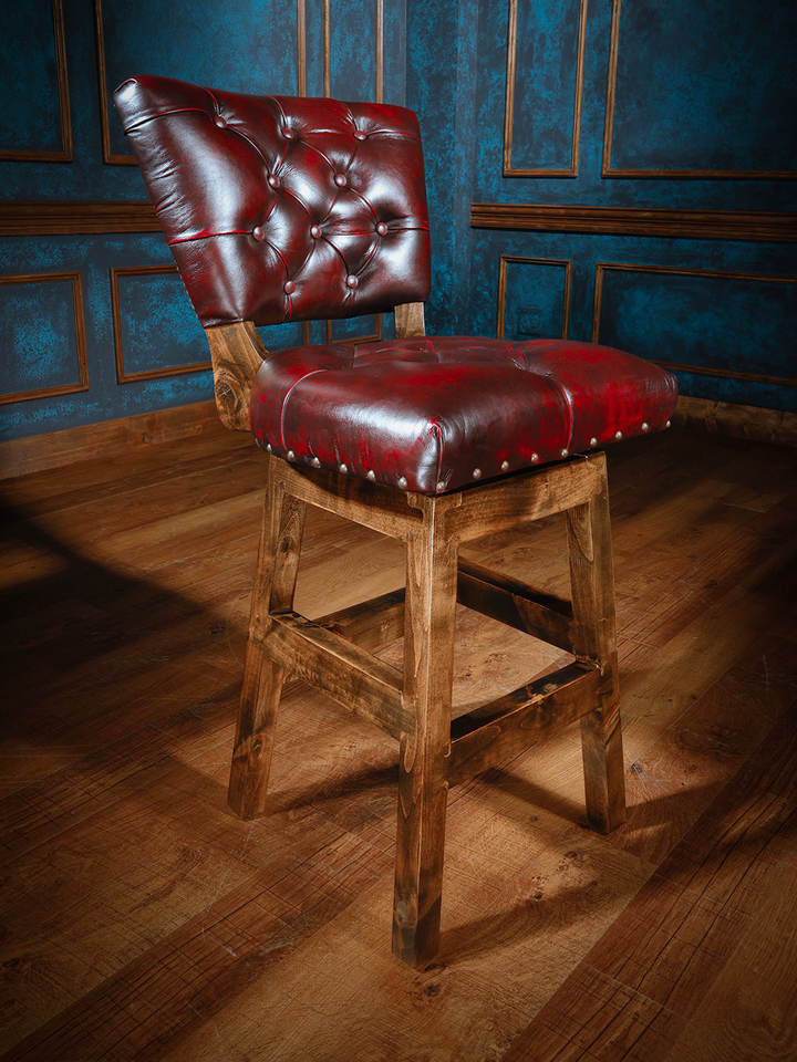 red armless western bar stool