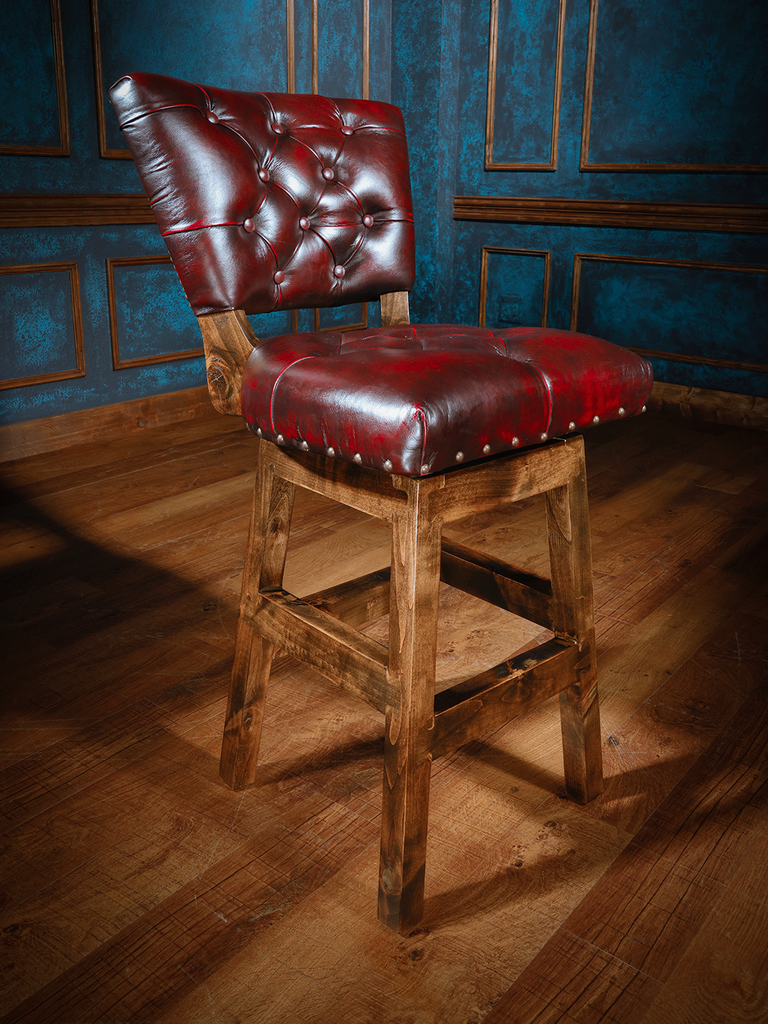 Red leather bar stools with deals arms