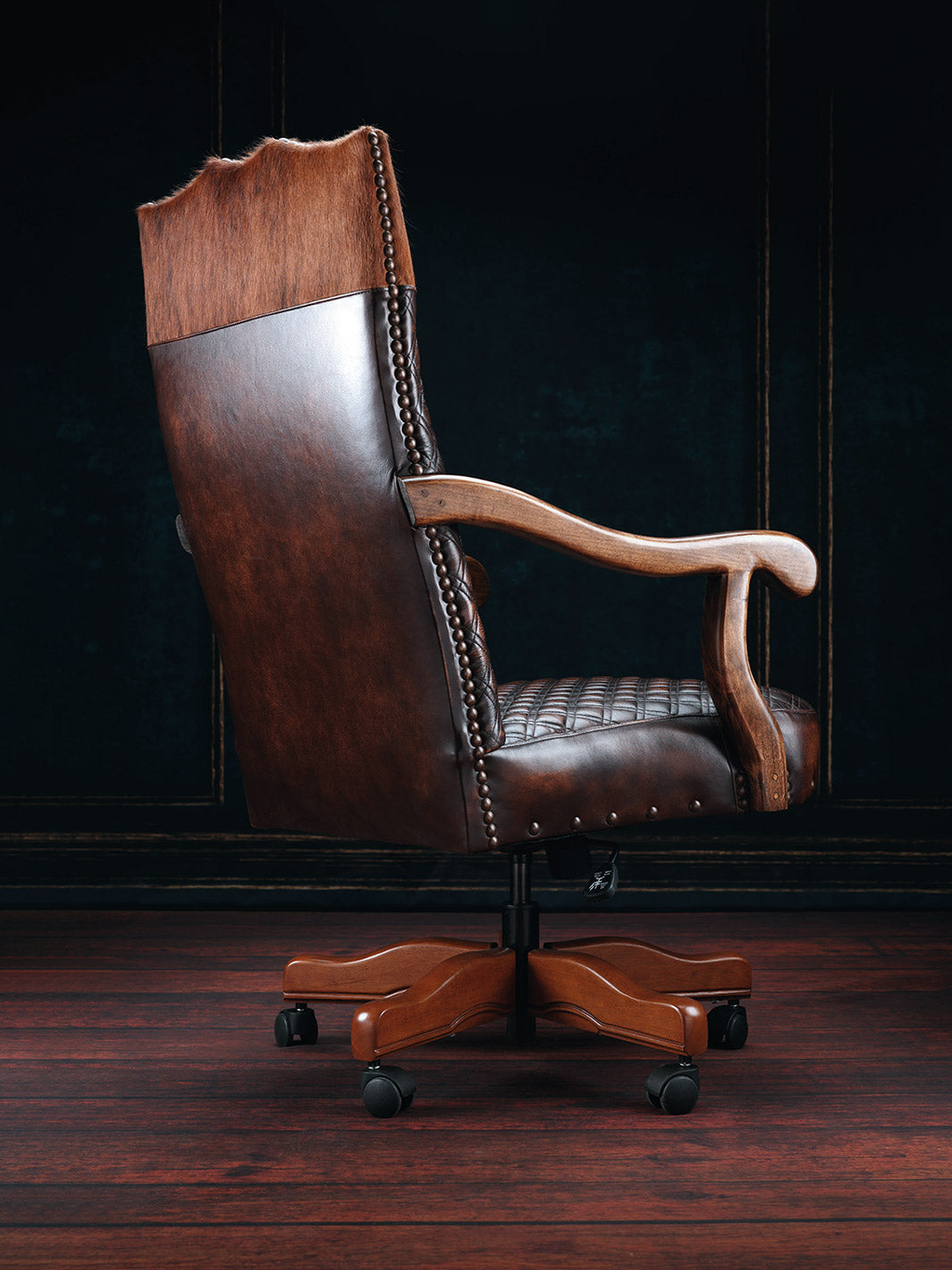 Rodeo Architect Quilted Cowhide Leather Desk Chair – Runyon's Fine ...