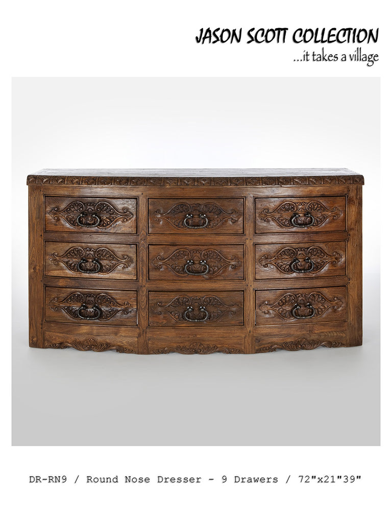 round dresser Bow Front 6-Drawer Dresser
