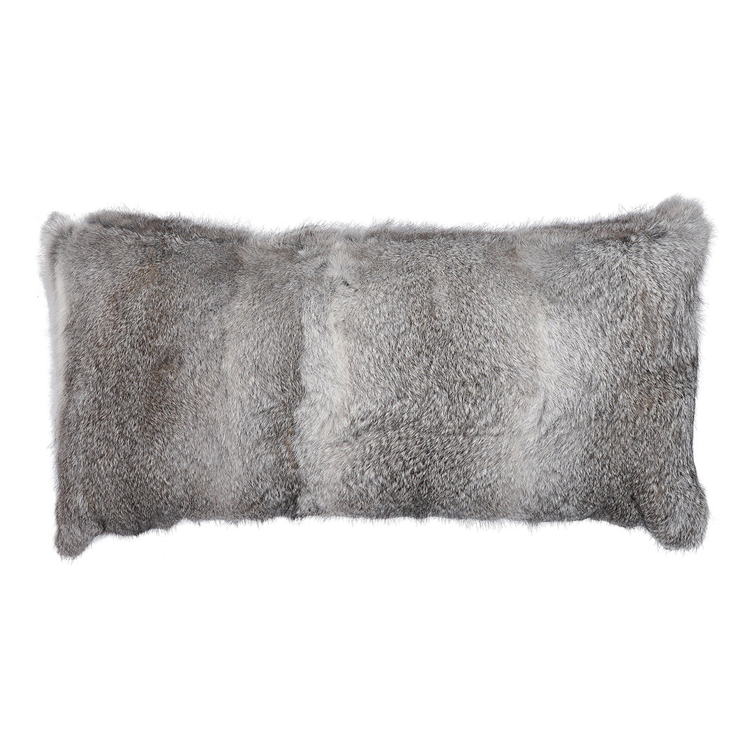 Solid Grey Rabbit Fur Pillow