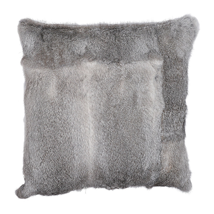 Solid Grey Rabbit Fur Pillow