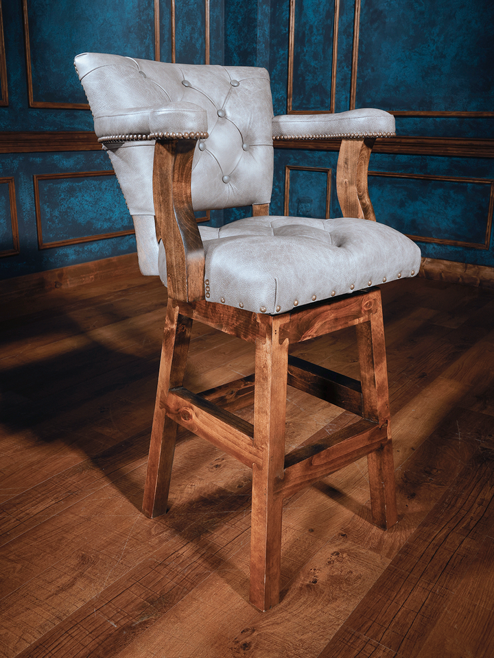 cowhide and leather bar stool